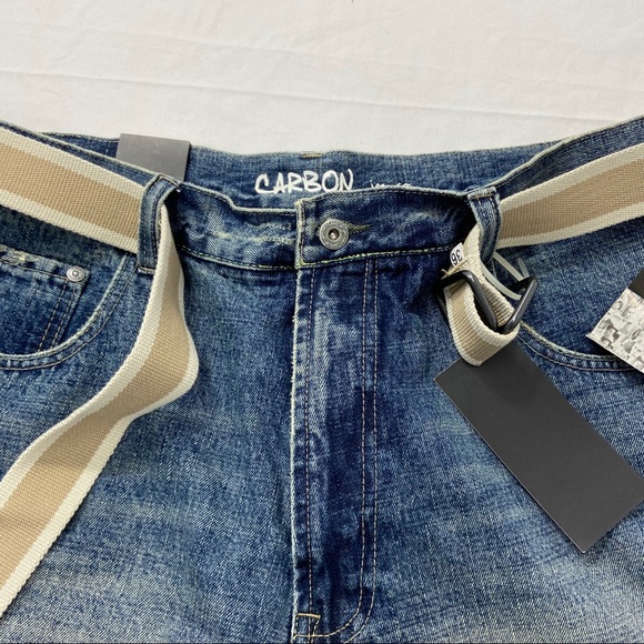 NEW Carbon Mens Dark Wash Distressed Denim Shorts - Picture 5 of 10